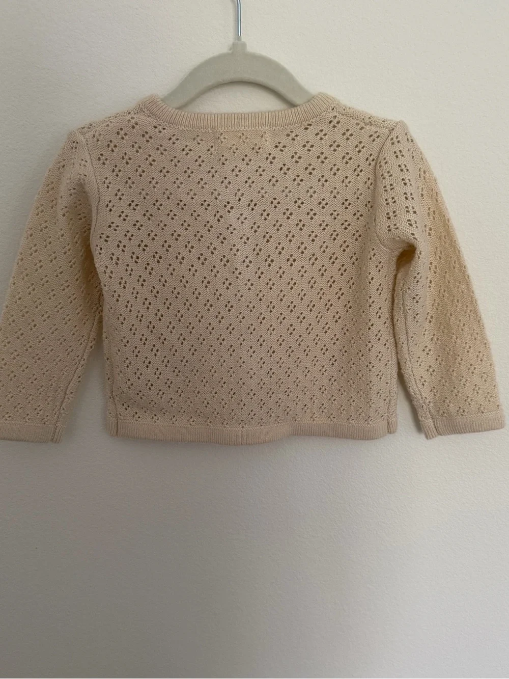 Quincy Mae Openwork Knit Baby Cardigan - Beige 12-18 months NWOT